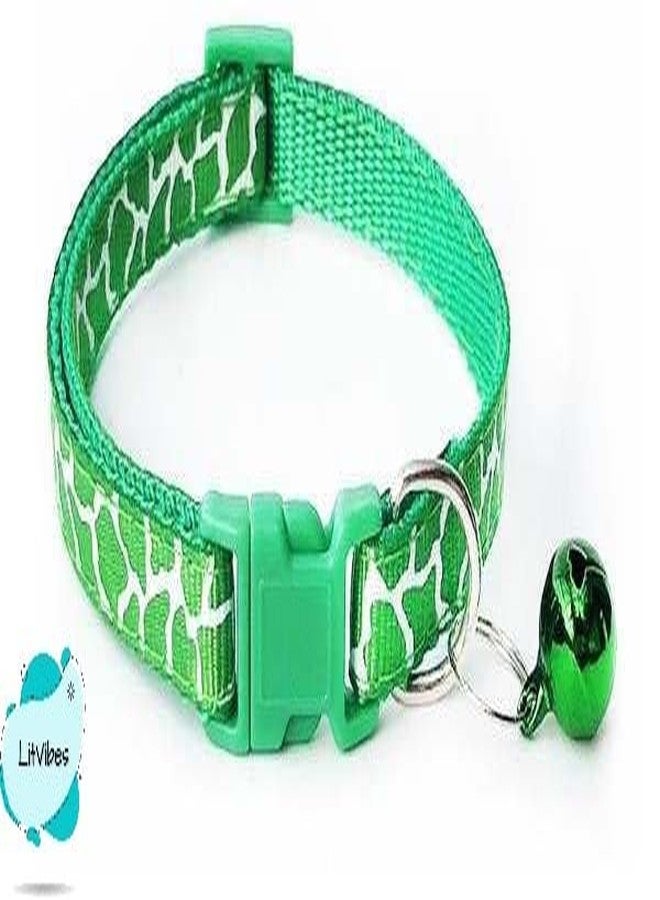 Litvibes Cat Collars Breakaway with Bell & Ribbed Design,Kitten & Small Dogs Soft Adjustable,Safe,Solid & Protection for Cats & Puppies,Cute Kitty Neckband with Unique Design-(Green) - Image 2